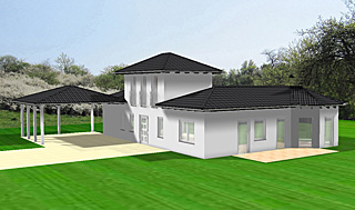 Bungalow mit Atrium Erker und Turm 15 130 16 Ansicht 2