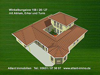 Winkelbungalow mit Atrium und Turm 165 qm Wohnfläche