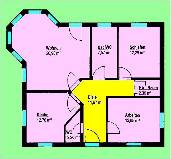 Bungalow 89 m² mit Lichterker Grundriss Erdgeschoss
