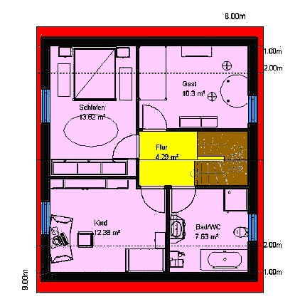 Einfamilienhaus 104 qm Wohnfläche Grundriss Dachgeschoss