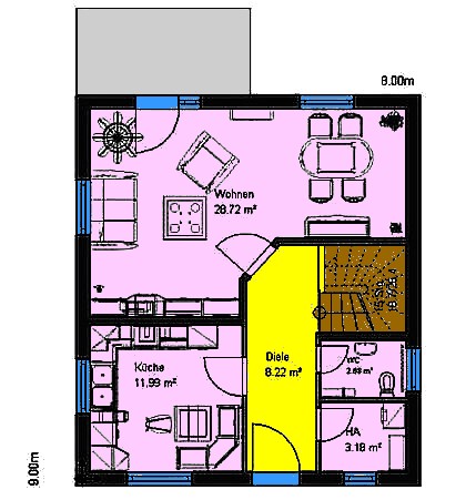 Einfamilienhaus 104 qm Wohnfläche Grundriss 1 Erdgeschoss