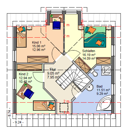 Einfamilienhaus 118 m² Grundriss Dachgeschoss