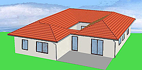 Winkelbungalow mit Atrium 136 m² Wohnfläche plus Atrium